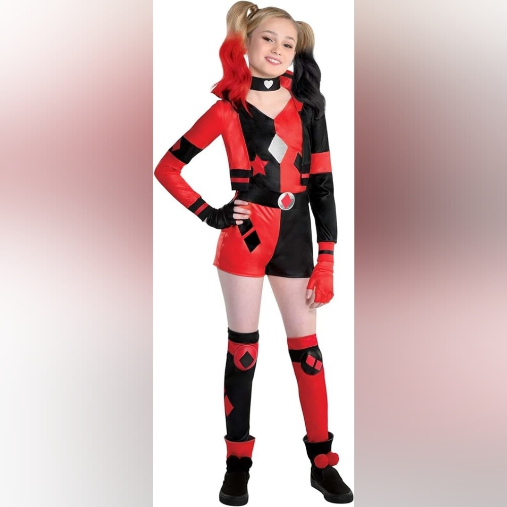 Harley Quinn Halloween Costume Dress Up Cosplay DC Comics Child. Nwt